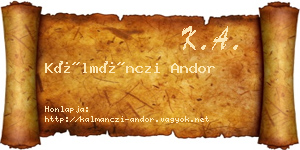 Kálmánczi Andor névjegykártya