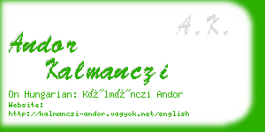 andor kalmanczi business card